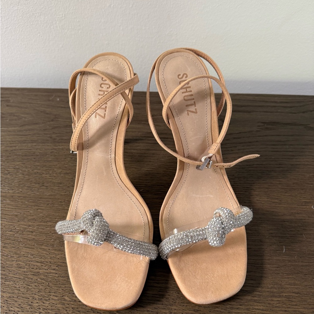 SCHUTZ Tan Sandals with Silver Accents